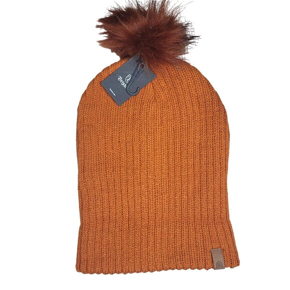 Brixton NWT Women's Alison Beanie Knit Hat Burnt Orange with Faux Fur Pom Pom - Picture 8 of 8